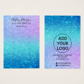 mermaïde glitter blue multi-stud oorscherm visitekaartje (Voorkant /achterkant)