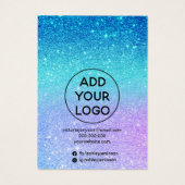 mermaïde glitter blue multi-stud oorscherm visitekaartje (Achterkant)