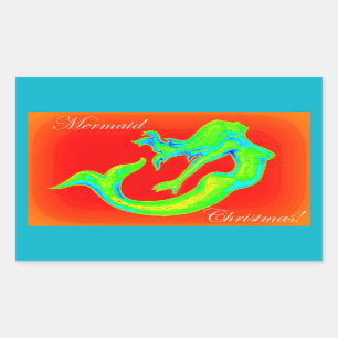 mermaïde kerst sticker