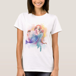 mermaïde waterverf t-shirt