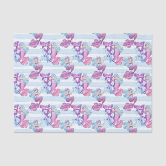 Mermaïden en koraalpatroonweefsel tissuepapier (Voorkant)