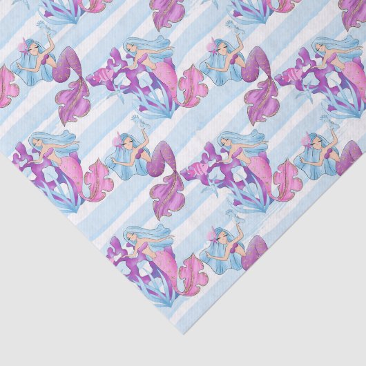 Mermaïden en koraalpatroonweefsel tissuepapier (Detail)