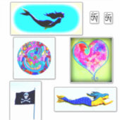 mermaïden houden van hart met jolly roger sticker (Voorkant)