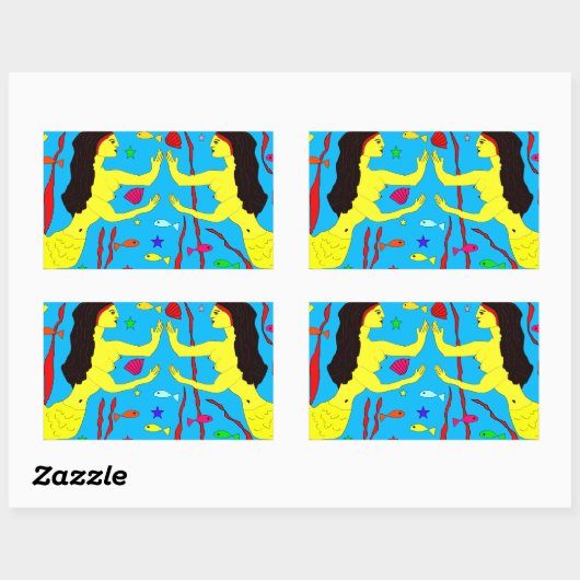 mermaïden rechthoekige sticker (Vel)