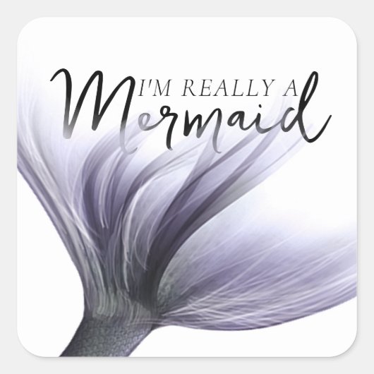 #MermaidLife Ik ben echt een zeemeermin | Paarse o Vierkante Sticker (Voorkant)