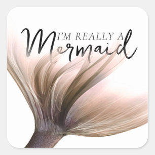 #MermaidLife Ik ben echt een zeemeermin   Roos gou Vierkante Sticker