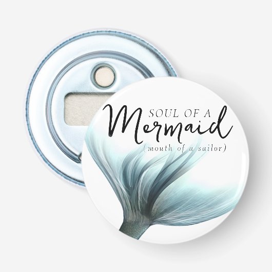 #MermaidLife Sailor Mouth Zeemeermin Soul | Aqua A Button Flesopener (Voorkant)