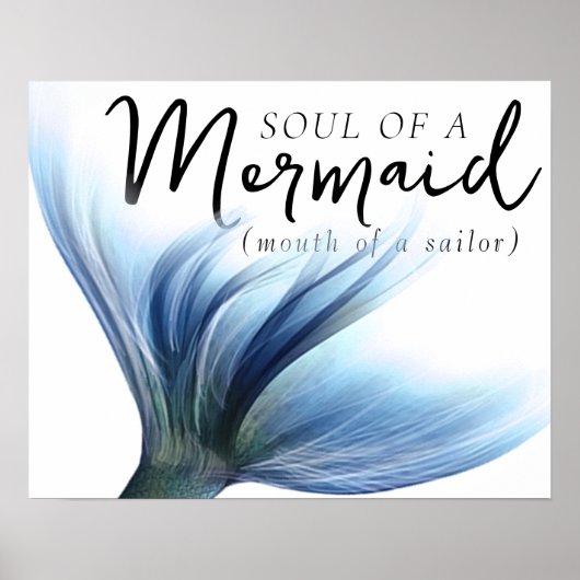 #MermaidLife Sailor Mouth Zeemeermin Soul | Blauer Poster (Voorkant)