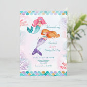 Mermaids alleen verjaardagsfeestje kaart (Staand voorkant)