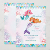 Mermaids alleen verjaardagsfeestje kaart (Voorkant / Achterkant)