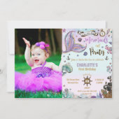 Mermaids and Pirates 1st Joint Birthday Foto Kaart (Voorkant)