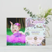 Mermaids and Pirates 1st Joint Birthday Foto Kaart (Staand voorkant)