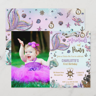 Mermaids and Pirates 1st Joint Birthday Foto Kaart