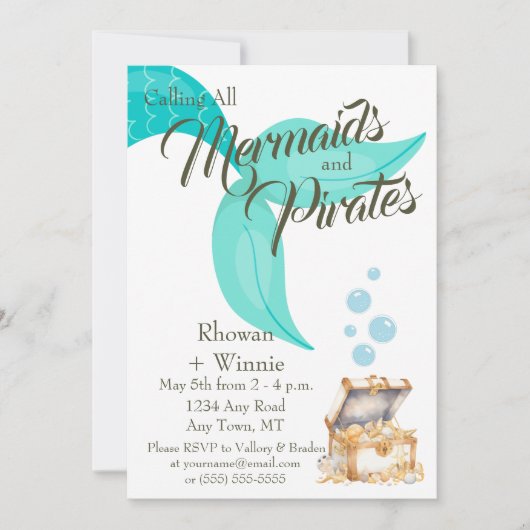 Mermaids and Pirates Birthday Kaart (Voorkant)
