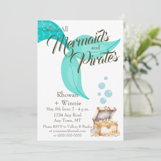 Mermaids and Pirates Birthday Kaart (Staand voorkant)