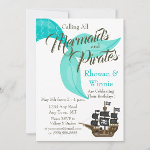 Mermaids and Pirates Birthday Kaart