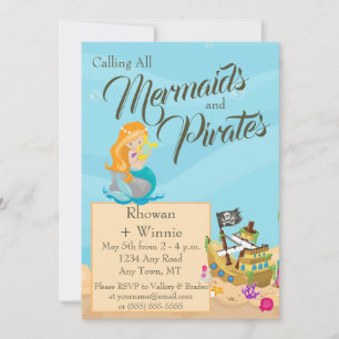 Mermaids and Pirates Birthday Kaart