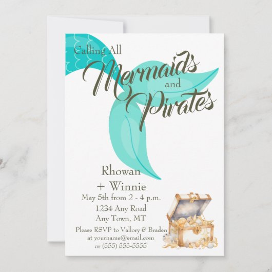 Mermaids and Pirates Birthday Kaart (Voorkant)