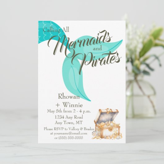 Mermaids and Pirates Birthday Kaart (Staand voorkant)