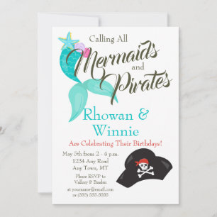 Mermaids and Pirates Birthday Kaart