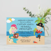 Mermaids and Pirates Birthday Party Kaart (Staand voorkant)