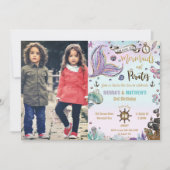 Mermaids and Pirates Twins Birthday Ocean Photo Kaart (Voorkant)