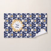 Mermaids and Seashells Damask Pattern Monogrammed Handdoek (Handdoek)
