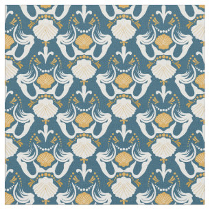 Mermaids and Seashells Damask Pattern Stof