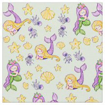 Mermaids and Shells Paars Groen Geel