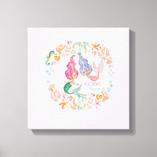 Mermaids Best Friends Forever BFF - persoonlijk Canvas Afdruk