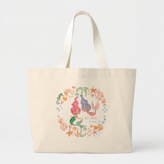 Mermaids Best Friends Forever BFF - persoonlijk Grote Tote Bag (Voorkant)