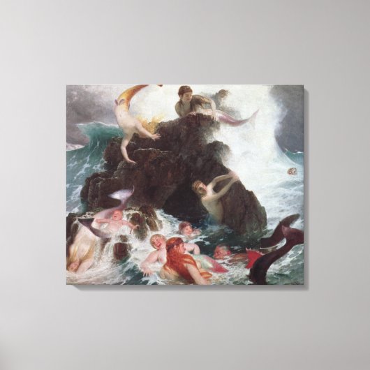 Mermaids bij Play, 1886 (olie op canvas) Canvas Afdruk (Voorkant)