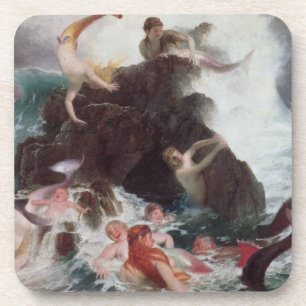 Mermaids bij Play, 1886 (olie op canvas) Drankjes Onderzetter