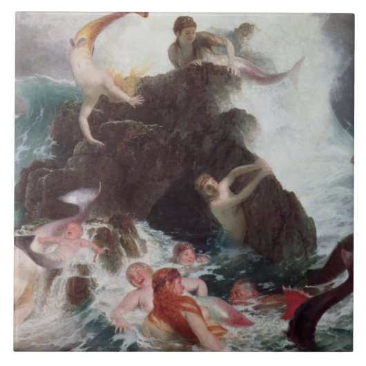 Mermaids bij Play, 1886 (olie op canvas) Tegeltje (Voorkant)