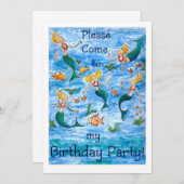 Mermaids Birthday Party Invitation Kaart (Voorkant / Achterkant)