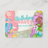 Mermaids Birthday Party Invitation Kaart Visitekaartje (Voorkant)