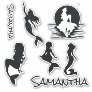 Mermaids black silhouette Sticker