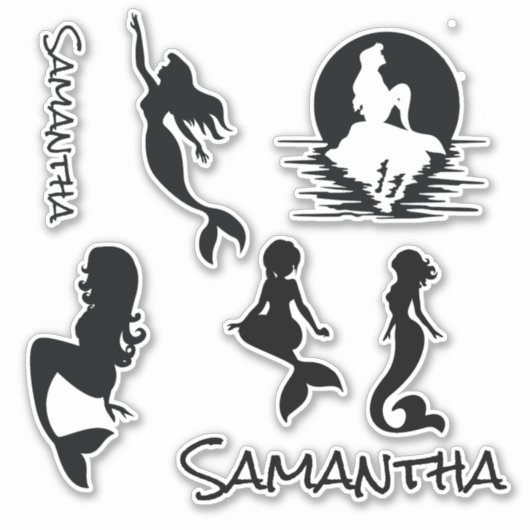 Mermaids black silhouette Sticker (Voorkant)