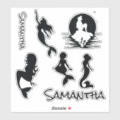 Mermaids black silhouette Sticker (Vel)
