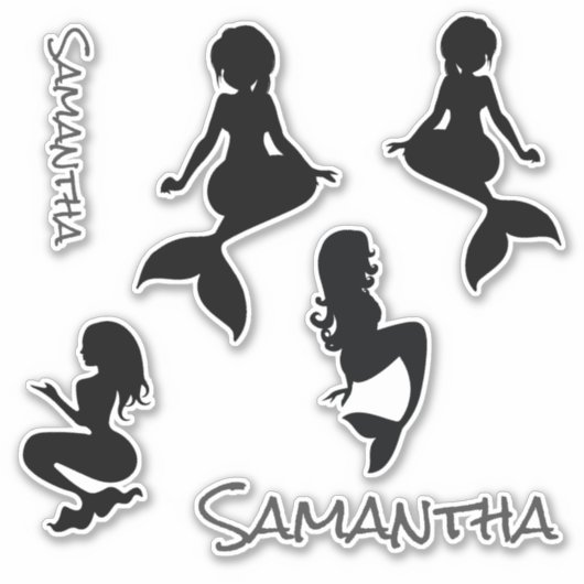 Mermaids black silhouette Sticker (Voorkant)
