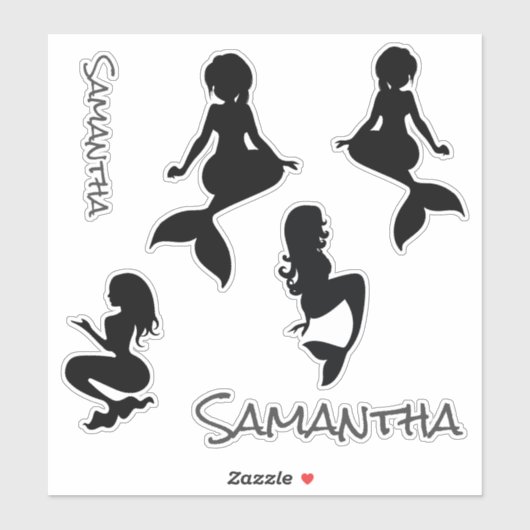 Mermaids black silhouette Sticker (Vel)
