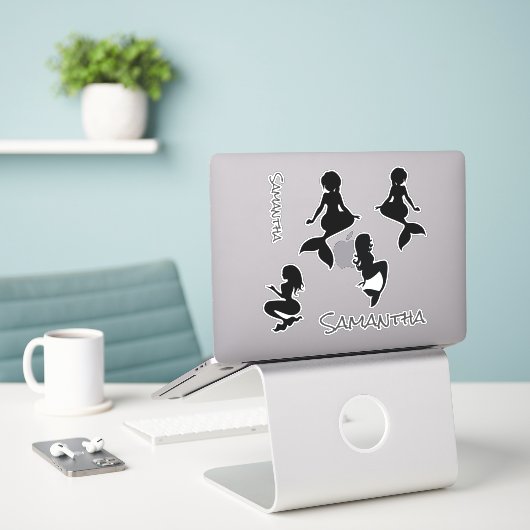 Mermaids black silhouette Sticker (Laptop op bureau)