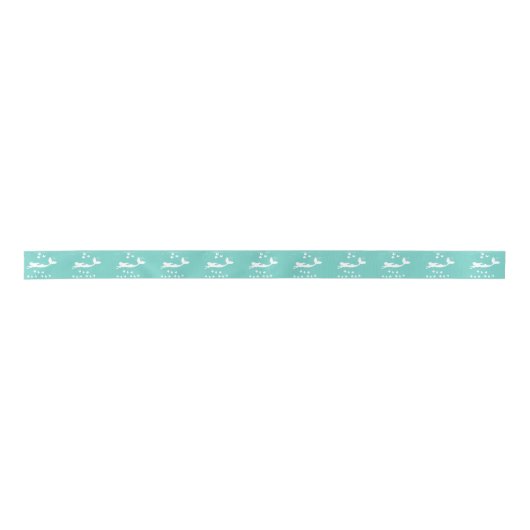 Mermaids Blauwgroen Mint en White Satin Ribbon Satijnen Lint (Voorkant)