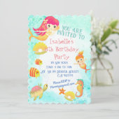 Mermaids Blue Invitation Kaart (Staand voorkant)
