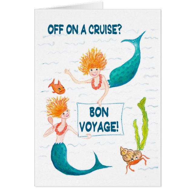 Mermaids 'Bon Voyage'-kaart voor een cruise (Voorkant)