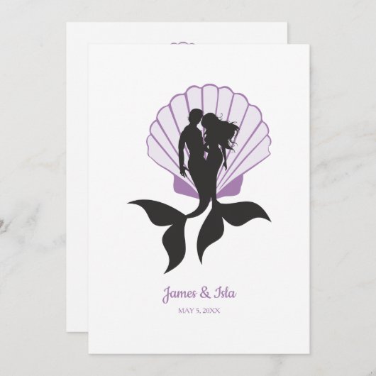 Mermaids Couple in Lillac Design Kaart (Voorkant / Achterkant)