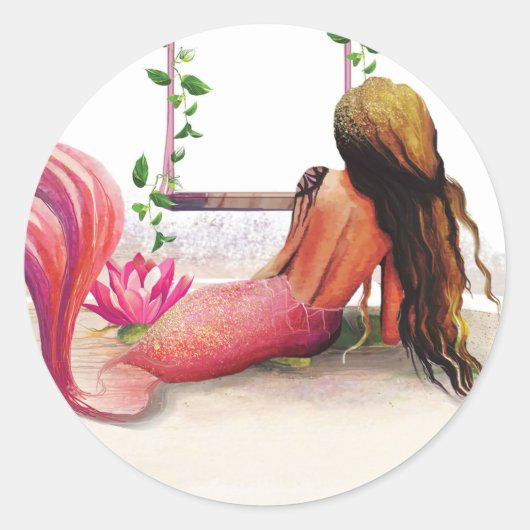 Mermaid's Cove Ronde Sticker (Voorkant)