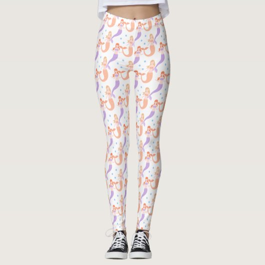 Mermaids | Cute Pastel Bubbles Patroon Leggings (Voorkant)