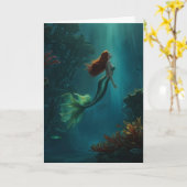 Mermaid's Dream Fantasy Art Onderwater Scene Kaart (Gele Bloem)