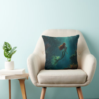 Mermaid's Dream Fantasy Art Onderwater Scene Kussen